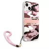 Guess GUHCP13MKCABPI hardcase voor iPhone 13 / 14 / 15 6,1 inch roze camo Strap Collection