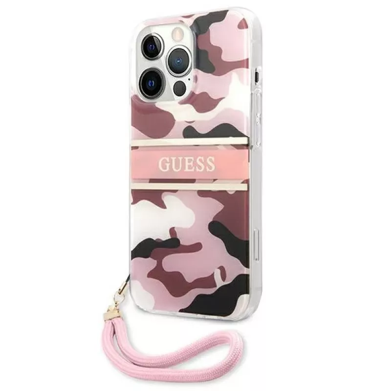 Guess Camo Strap Collection Hard Case voor Apple iPhone 13 Pro / iPhone 13, roze