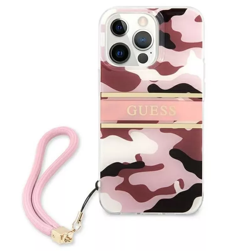 Guess Camo Strap Collection Hard Case voor Apple iPhone 13 Pro / iPhone 13, roze