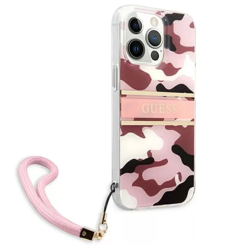 Guess Camo Strap Collection Hard Case voor Apple iPhone 13 Pro / iPhone 13, roze