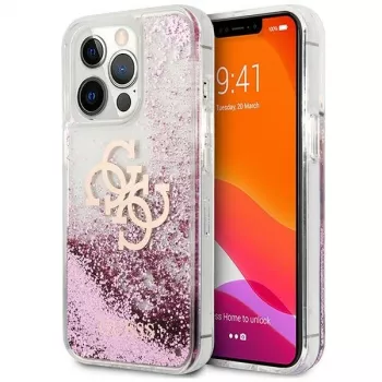 Guess GUHCP13XLG4GPI hardcase voor Apple iPhone 13 Pro Max 6,7 inch roze Liquid Glitter 4G Big