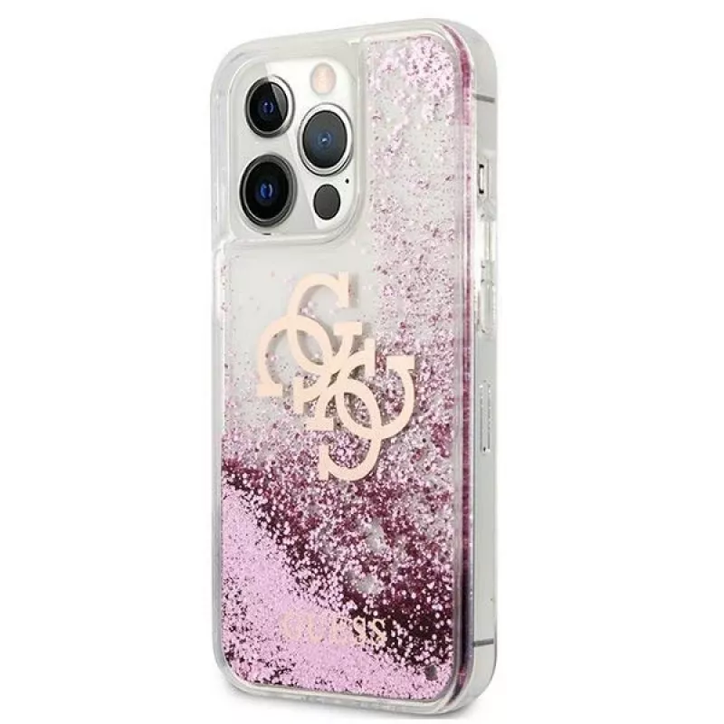 Guess GUHCP13XLG4GPI hardcase voor Apple iPhone 13 Pro Max 6,7 inch roze Liquid Glitter 4G Big