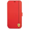 Ferrari FESAXFLBKP13SRE On Track Carbon Stripe Book Case voor iPhone 13 mini, rood
