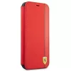 Ferrari FESAXFLBKP13SRE On Track Carbon Stripe Book Case voor iPhone 13 mini, rood