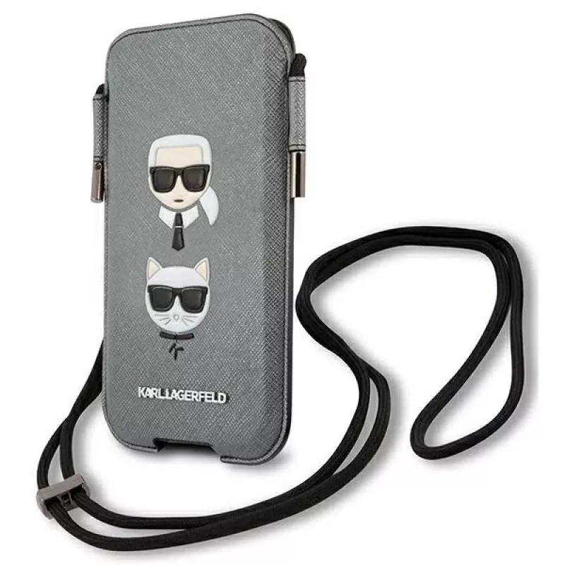 Karl Lagerfeld Ikonik Saffiano hardcase voor Apple iPhone 12 / 12 Pro 6,1 inch grijs