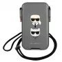 Karl Lagerfeld Ikonik hardcase voor Apple iPhone 12 Pro Max, grijs Saffiano PU, Karl & Choupette Head-design