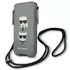 Karl Lagerfeld Ikonik hardcase voor Apple iPhone 12 Pro Max, grijs Saffiano PU, Karl & Choupette Head-design