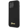 Guess GUHCP13XLSLMGBK iPhone 13 Pro Max 6,7 inch zwarte siliconen hoes met gouden Script-logo
