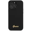 Guess GUHCP13XLSLMGBK iPhone 13 Pro Max 6,7 inch zwarte siliconen hoes met gouden Script-logo