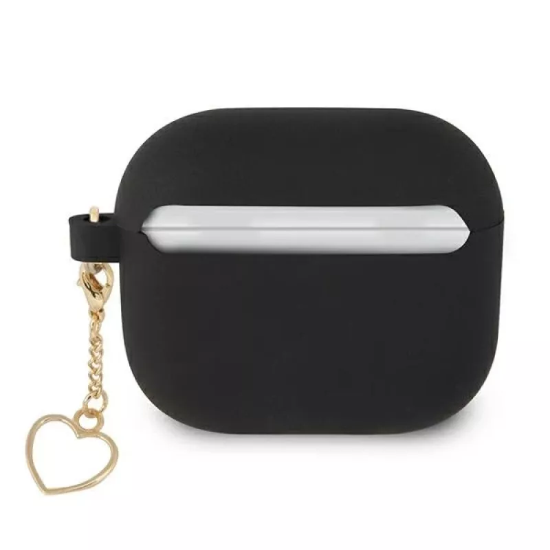 Guess GUA3LSCHSK AirPods 3 siliconen hoesje zwart Charm Heart Collection