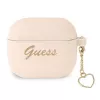 Guess GUA3LSCHSP Charm Heart Collection siliconen hoesje voor Apple AirPods 3e generatie - roze