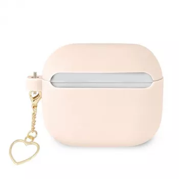 Guess GUA3LSCHSP Charm Heart Collection siliconen hoesje voor Apple AirPods 3e generatie - roze