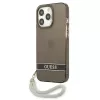 Guess GUHCP13LHTSGSK transparante hardcase met handkoord voor Apple iPhone 13 Pro / iPhone 13, zwart