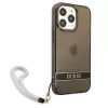 Guess GUHCP13LHTSGSK transparante hardcase met handkoord voor Apple iPhone 13 Pro / iPhone 13, zwart