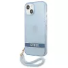 Guess GUHCP13SHTSGSB iPhone 13 mini 5,4 inch blauwe transparante hardcase met draagriem
