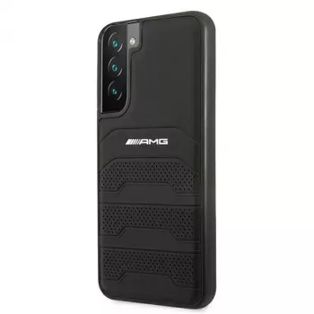 AMG AMHCS22MGSEBK hardcase leer met reliëflijnen voor Samsung Galaxy S22+ (SM-S906) - zwart