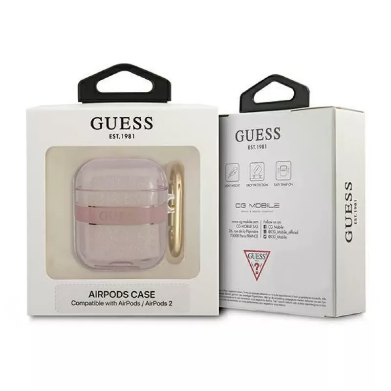 Guess GUA2HHTSP Strap Collection beschermhoes voor Apple AirPods 1/2 - roze