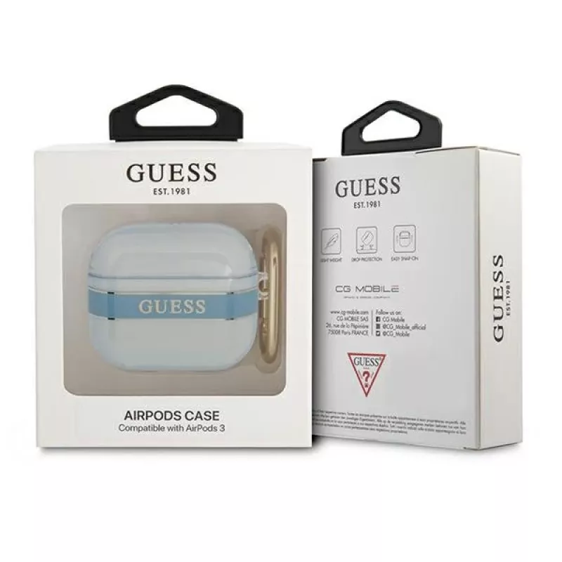 Guess GUA3HHTSB Strap Collection beschermhoes voor Apple AirPods 3e generatie - blauw