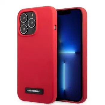 Karl Lagerfeld KLHCP13LSLMP1R Silicone Plaque Hard Case voor iPhone 13 Pro / 13 6,1 inch - rood