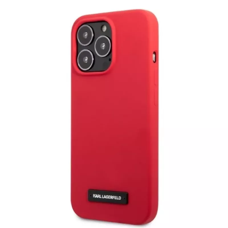 Karl Lagerfeld KLHCP13LSLMP1R Silicone Plaque Hard Case voor iPhone 13 Pro / 13 6,1 inch - rood