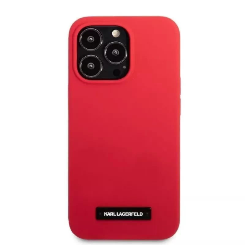 Karl Lagerfeld KLHCP13LSLMP1R Silicone Plaque Hard Case voor iPhone 13 Pro / 13 6,1 inch - rood