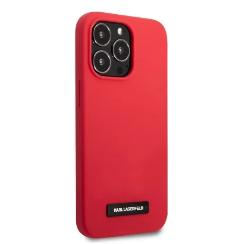 Karl Lagerfeld KLHCP13LSLMP1R Silicone Plaque Hard Case voor iPhone 13 Pro / 13 6,1 inch - rood