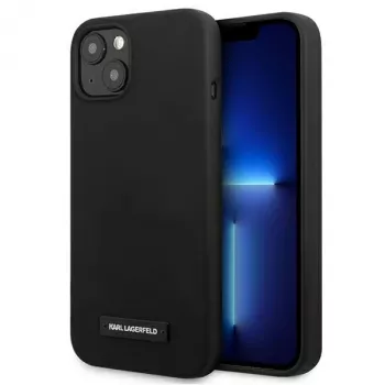 Karl Lagerfeld Silicone Plaque Back Cover voor Apple iPhone 13 mini 5,4 inch - zwart