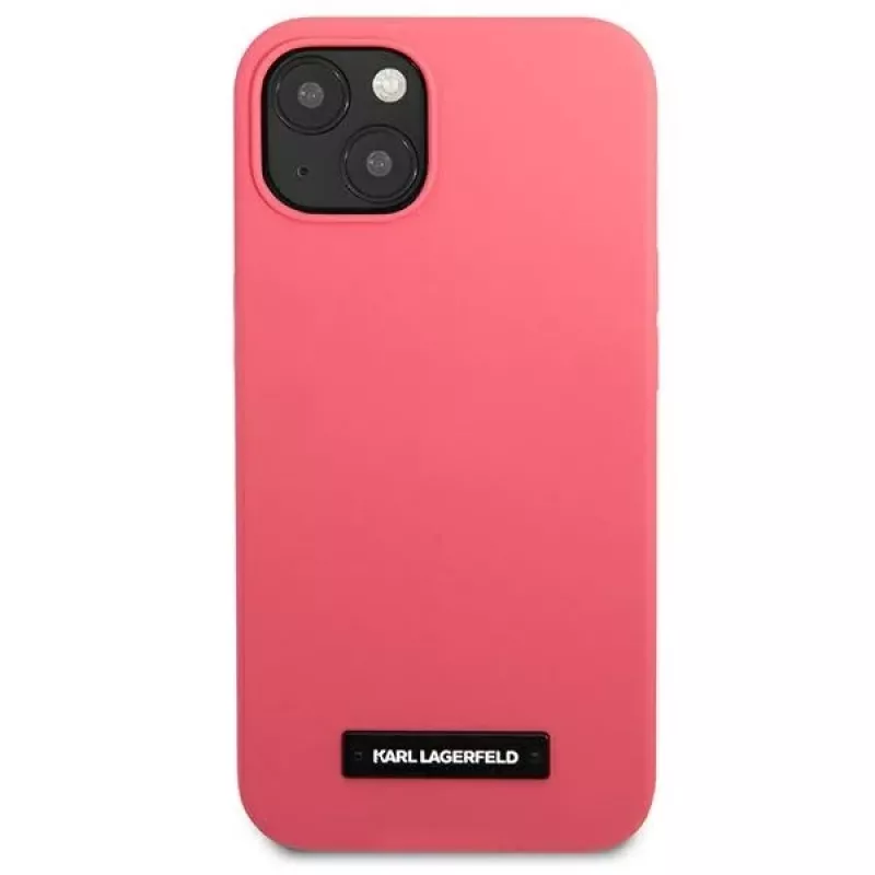 Karl Lagerfeld KLHCP13SSLMP1PI siliconen achterkant met plakette voor iPhone 13 Mini 5,4 inch fuchsia