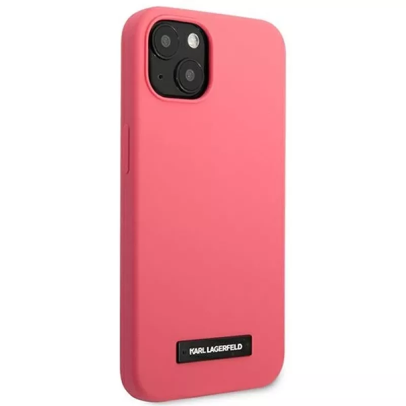 Karl Lagerfeld KLHCP13SSLMP1PI siliconen achterkant met plakette voor iPhone 13 Mini 5,4 inch fuchsia