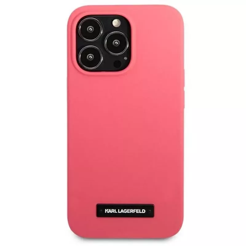 Karl Lagerfeld Silicone Plaque Hard Case voor iPhone 13 Pro / 13 6,1 inch - fuchsia