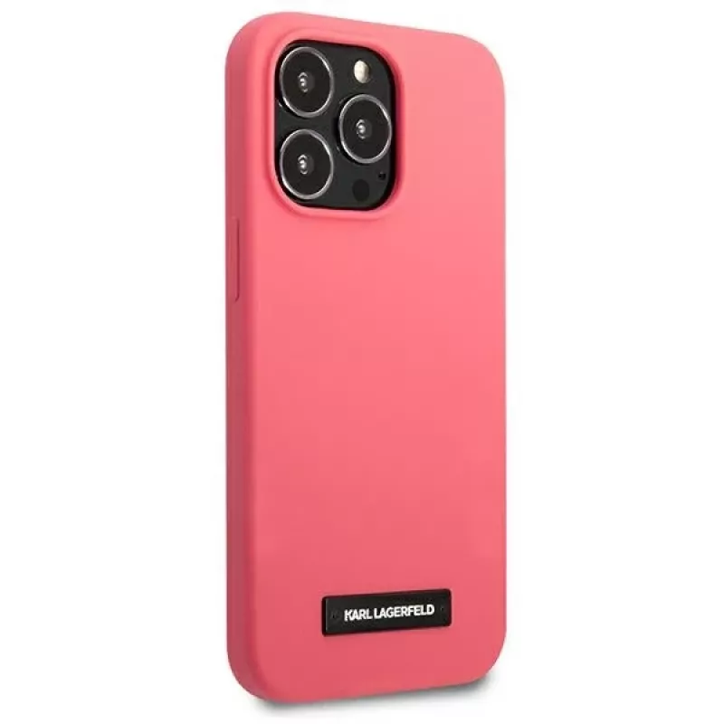 Karl Lagerfeld Silicone Plaque Hard Case voor iPhone 13 Pro / 13 6,1 inch - fuchsia