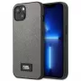Karl Lagerfeld Saffiano Plaque hardcase voor Apple iPhone 13 Mini 5,4 inch - zilver