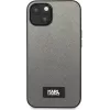 Karl Lagerfeld KLHCP13MSFMP2DG Saffiano Plaque hardcase voor iPhone 13/14/15 6,1 inch - zilver