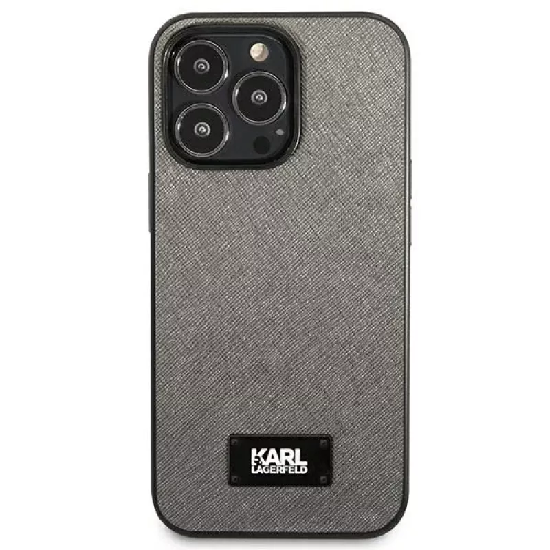Karl Lagerfeld KLHCP13XSFMP2DG Hard Case voor Apple iPhone 13 Pro Max 6,7 inch zilver Saffiano Plaque