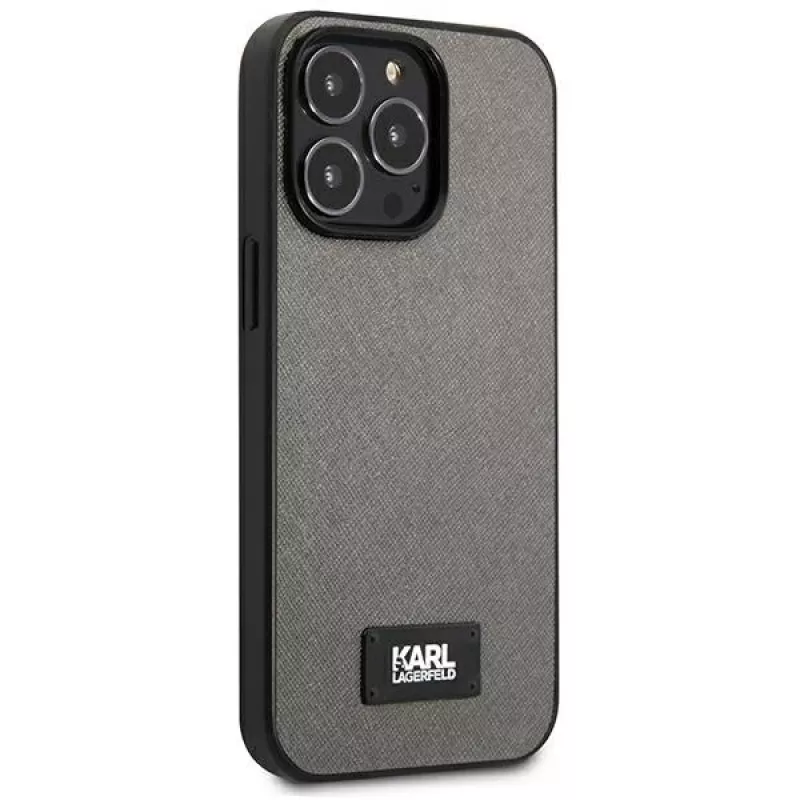Karl Lagerfeld KLHCP13XSFMP2DG Hard Case voor Apple iPhone 13 Pro Max 6,7 inch zilver Saffiano Plaque