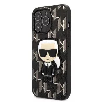 Karl Lagerfeld KLHCP13LPMNIKBK Hard Case voor iPhone 13 Pro / 13 6,1 inch zwart Monogram Ikonik Patch