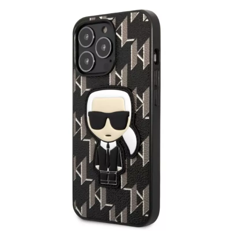Karl Lagerfeld KLHCP13LPMNIKBK Hard Case voor iPhone 13 Pro / 13 6,1 inch zwart Monogram Ikonik Patch