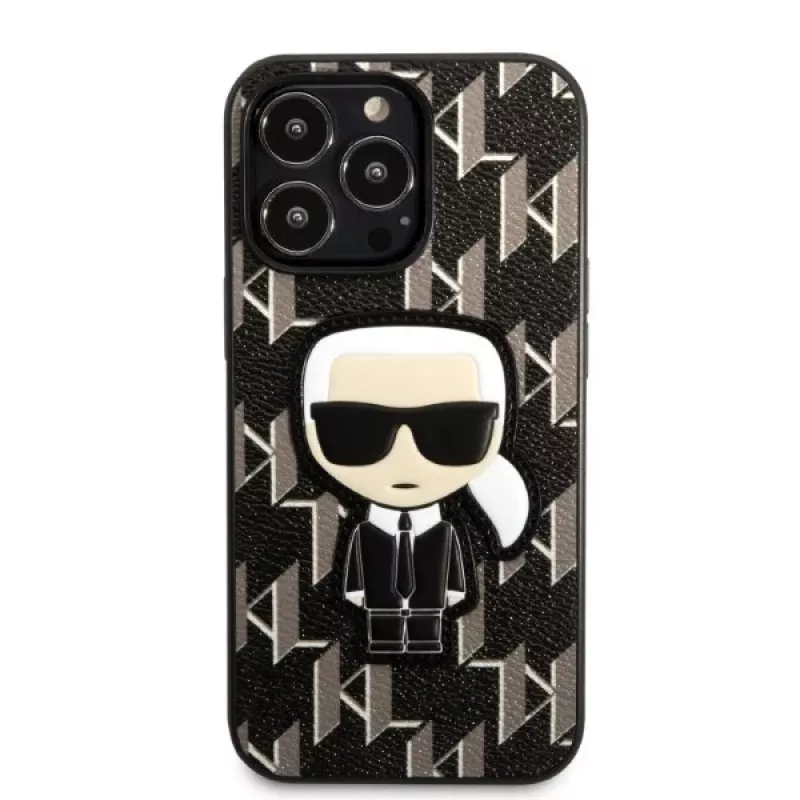 Karl Lagerfeld KLHCP13LPMNIKBK Hard Case voor iPhone 13 Pro / 13 6,1 inch zwart Monogram Ikonik Patch