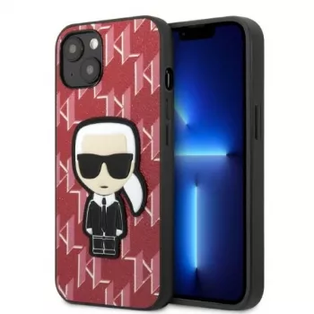 Karl Lagerfeld KLHCP13SPMNIKPI hardcase voor Apple iPhone 13 mini 5,4 inch rood Monogram Ikonik Patch