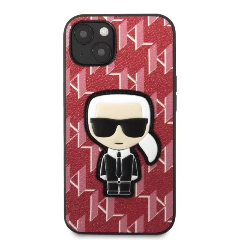 Karl Lagerfeld KLHCP13SPMNIKPI hardcase voor Apple iPhone 13 mini 5,4 inch rood Monogram Ikonik Patch