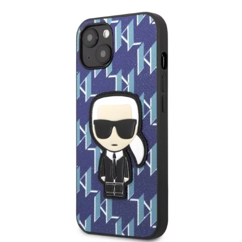 Karl Lagerfeld KLHCP13SPMNIKBL iPhone 13 mini hardcase blauw Monogram Ikonik Patch