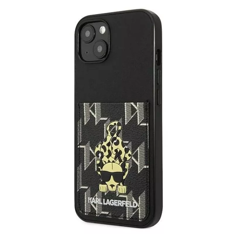 Karl Lagerfeld KF001284 Karlimals Cardslot hardcase voor iPhone 13/14/15 6,1 inch zwart