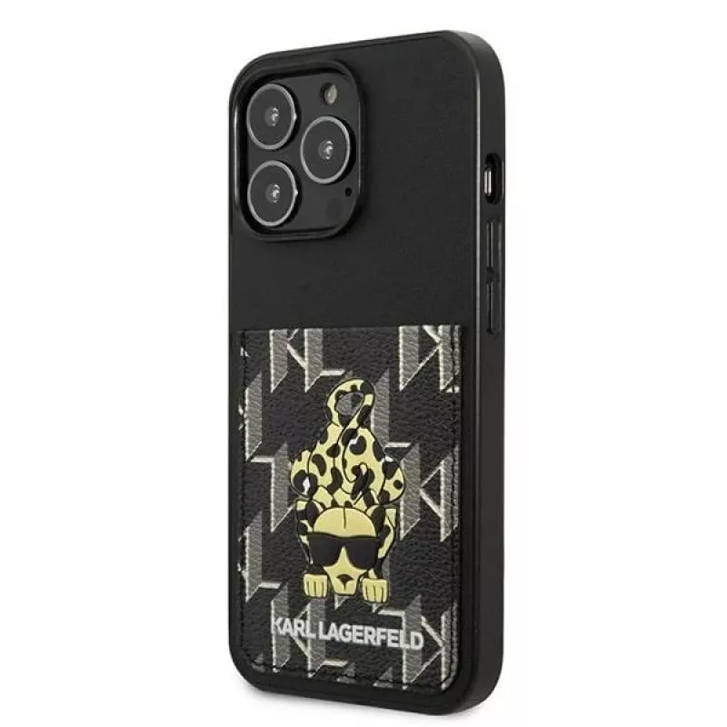 Karl Lagerfeld KLHCP13LCANCNK iPhone 13 Pro / 13 6.1 hardcase zwart Karlimals Cardslot