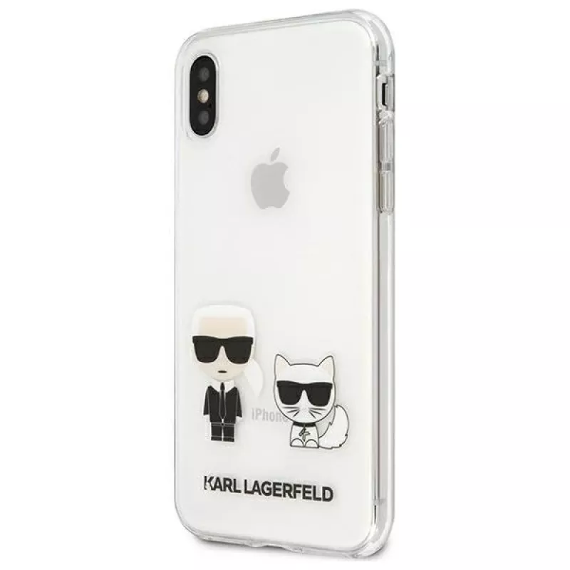 Karl Lagerfeld KLHCI65CKTR hardcase voor Apple iPhone Xs Max, transparant, Karl & Choupette design