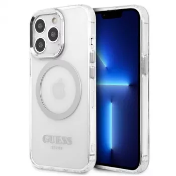 Guess GUHMP13LHTRMS Metal Outline MagSafe hardcase voor iPhone 13 Pro / iPhone 13 6,1 inch - zilver