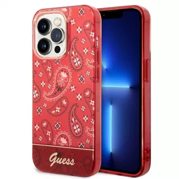 Guess GUHCP14LHGBNHR hardcase Bandana Paisley voor Apple iPhone 14 Pro 6,1 inch rood