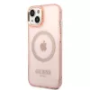 Guess Gold Outline Translucent MagSafe hardcase voor iPhone 13/14/15 6,1 inch roze