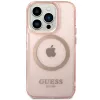 Guess Gold Outline Translucent MagSafe case voor iPhone 14 Pro Max 6,7 inch roze hardcase