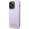 Guess GUHMP14LSBPLU silicone hardcase met logo-plaat voor Apple iPhone 14 Pro 6,1 inch - lila, MagSafe-compatibel