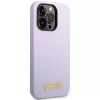 Guess GUHMP14LSBPLU silicone hardcase met logo-plaat voor Apple iPhone 14 Pro 6,1 inch - lila, MagSafe-compatibel